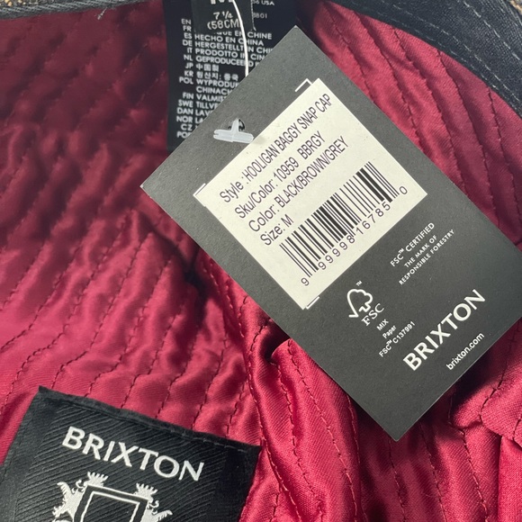 BRIXTON black brown grey hooligan baggy snap cap NWT sz M - Picture 7 of 8